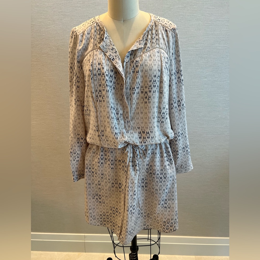 Rebecca Taylor Mini Dress Tie Waist Size 6 Blush Navy